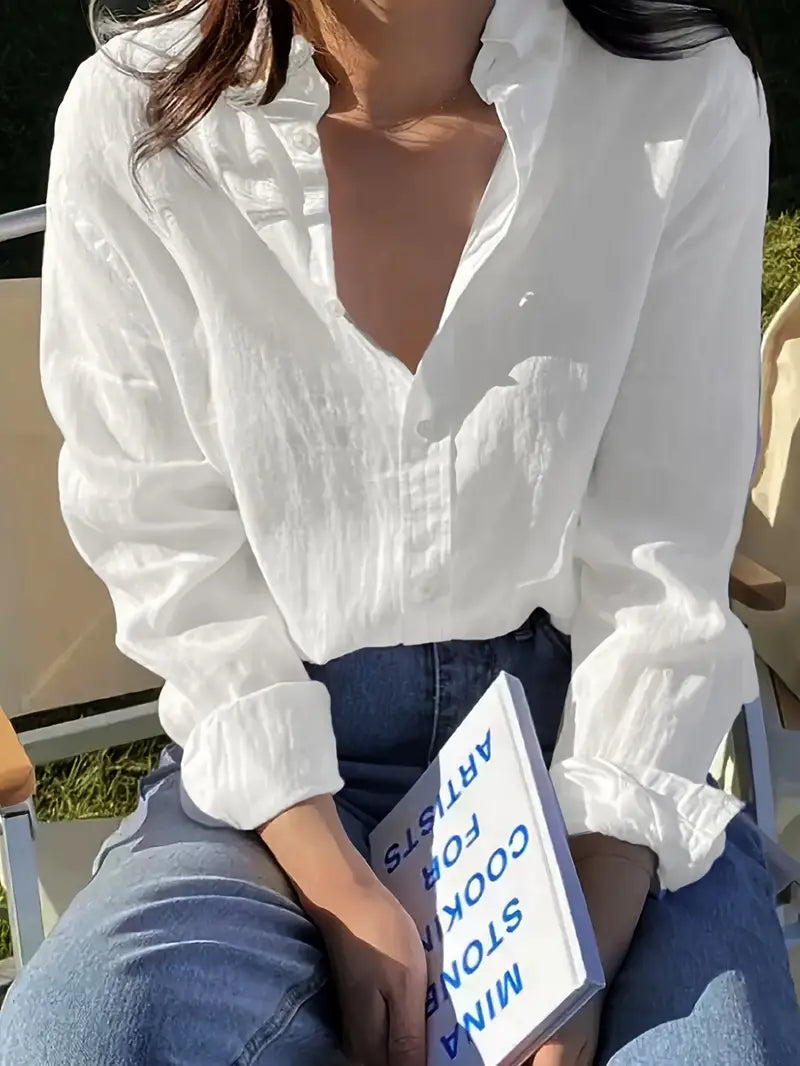 White Polyester Casual Shirt