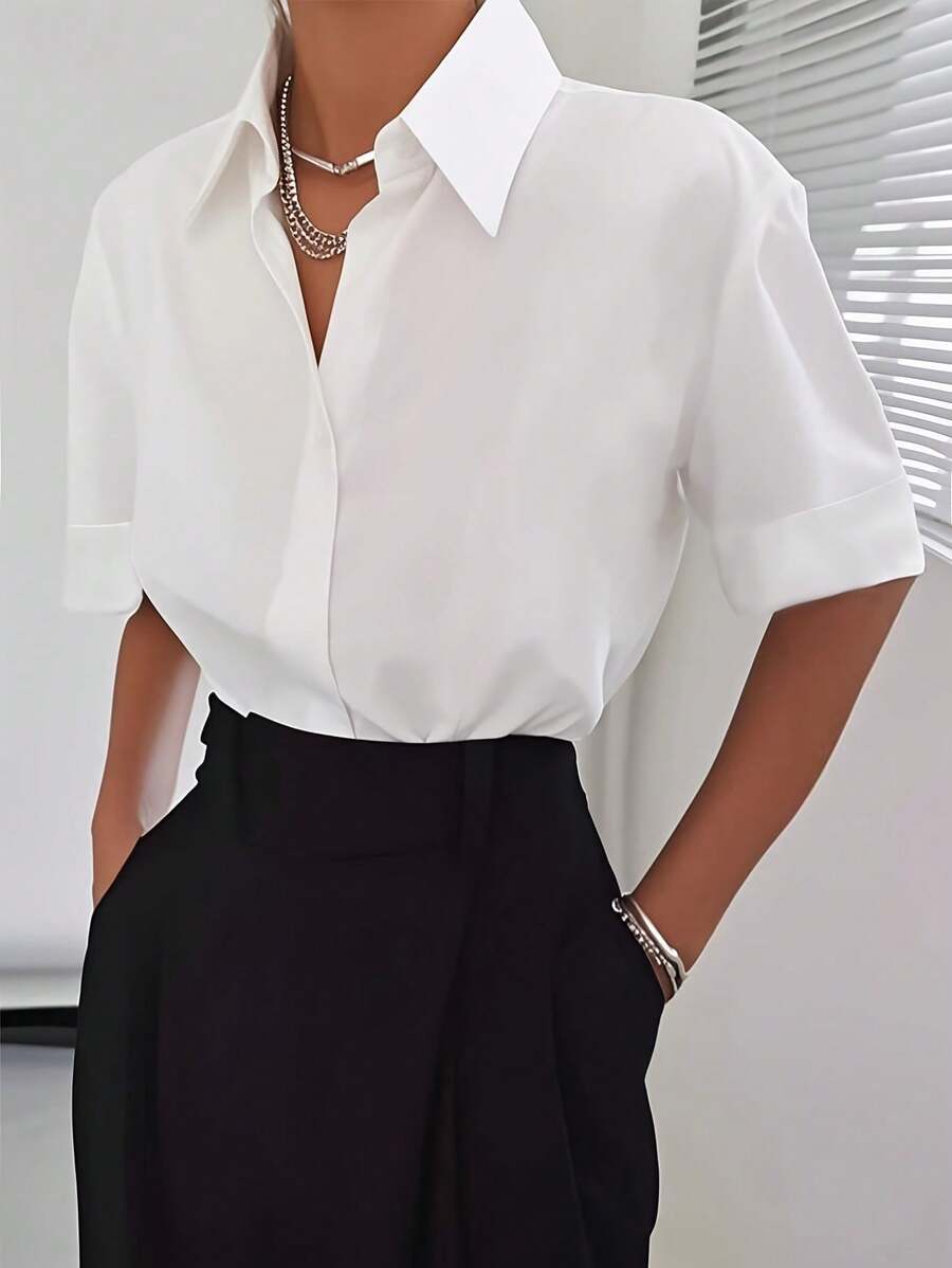 Casual White Short Sleeve Shirt