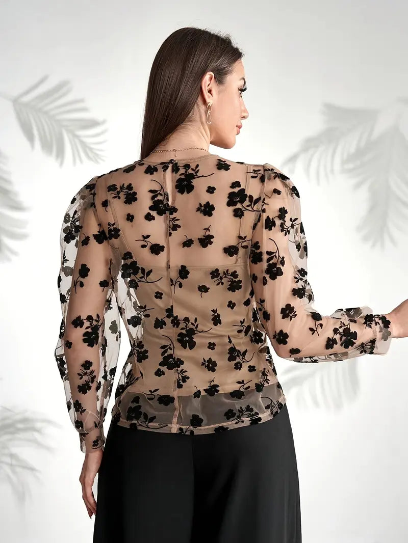 Floral Print Long Sleeve Blouse