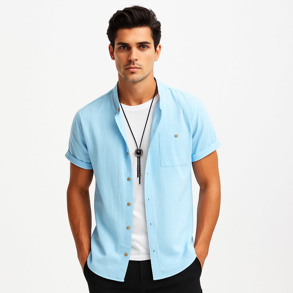 Casual Cotton Shirt with Chest Pocket