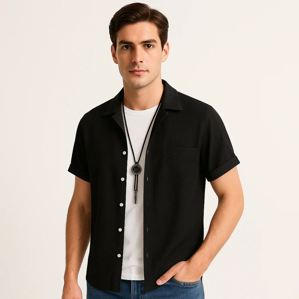 Casual Black Short Sleeve Shirt