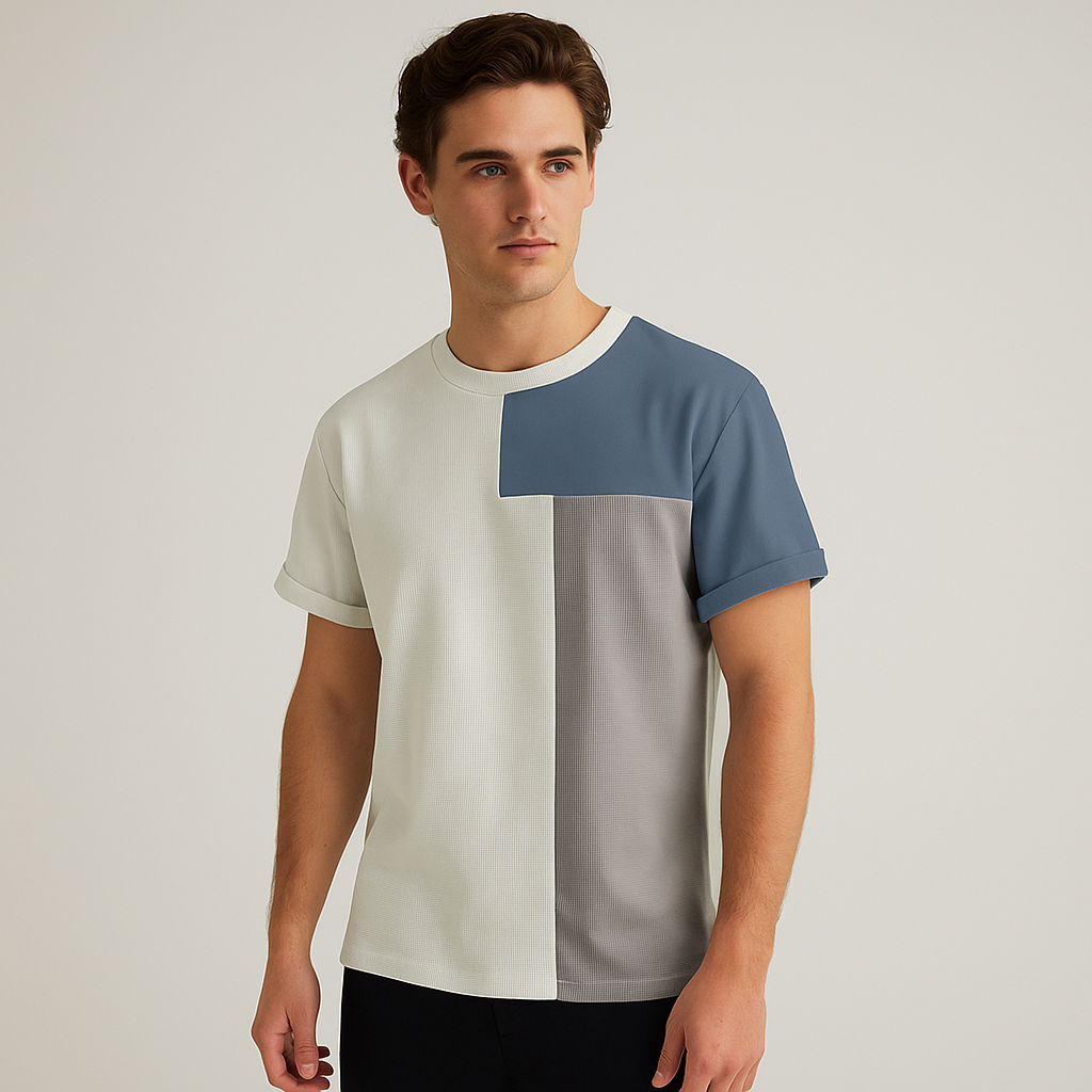 Color Block Round Neck Short Sleeve