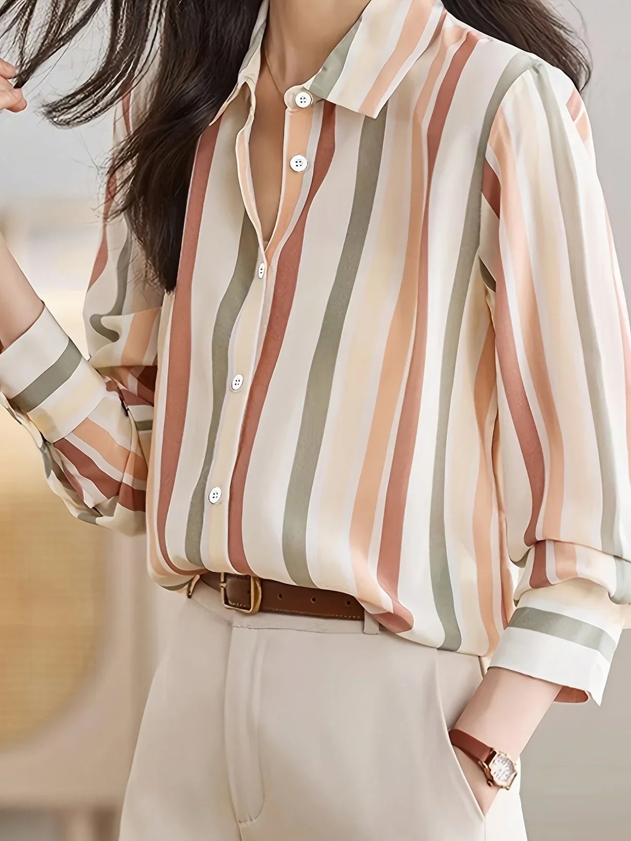 Striped Casual Button-Up Shirt
