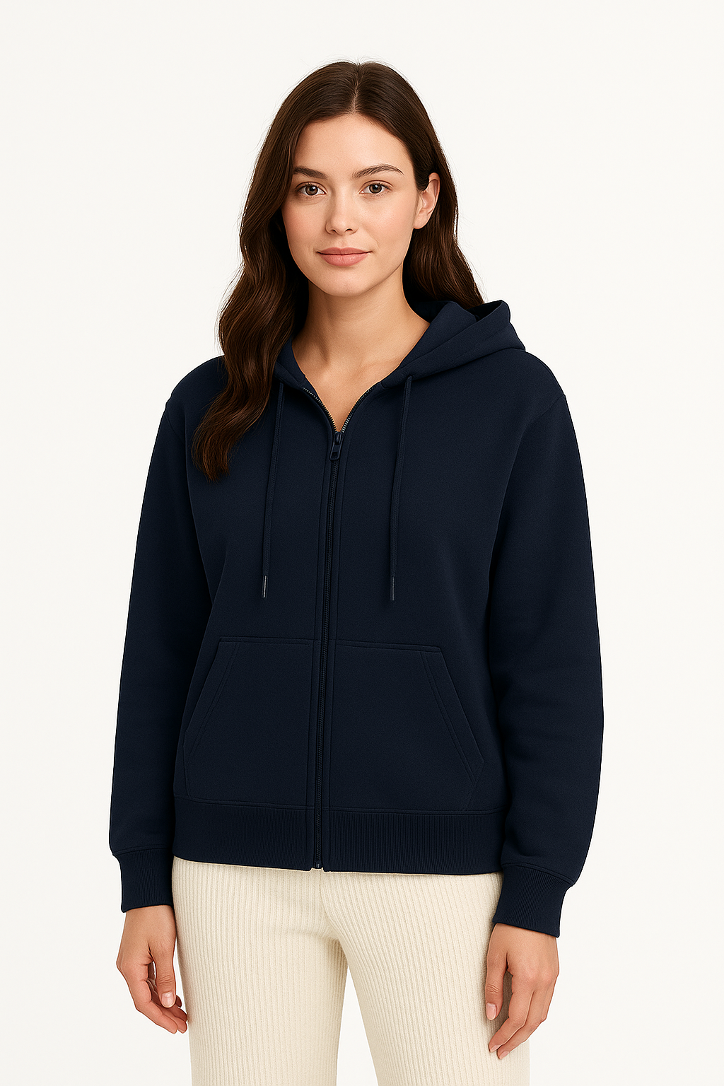 Zip Up Drop Shoulder Hoodie