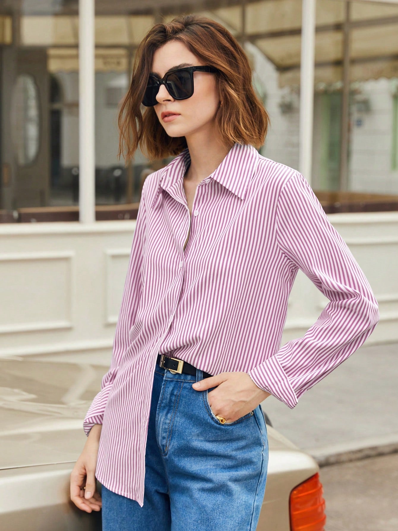 Striped Drop Shoulder Long Sleeve Shirt