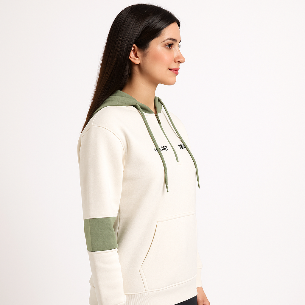 Fleece Hoodie- off white