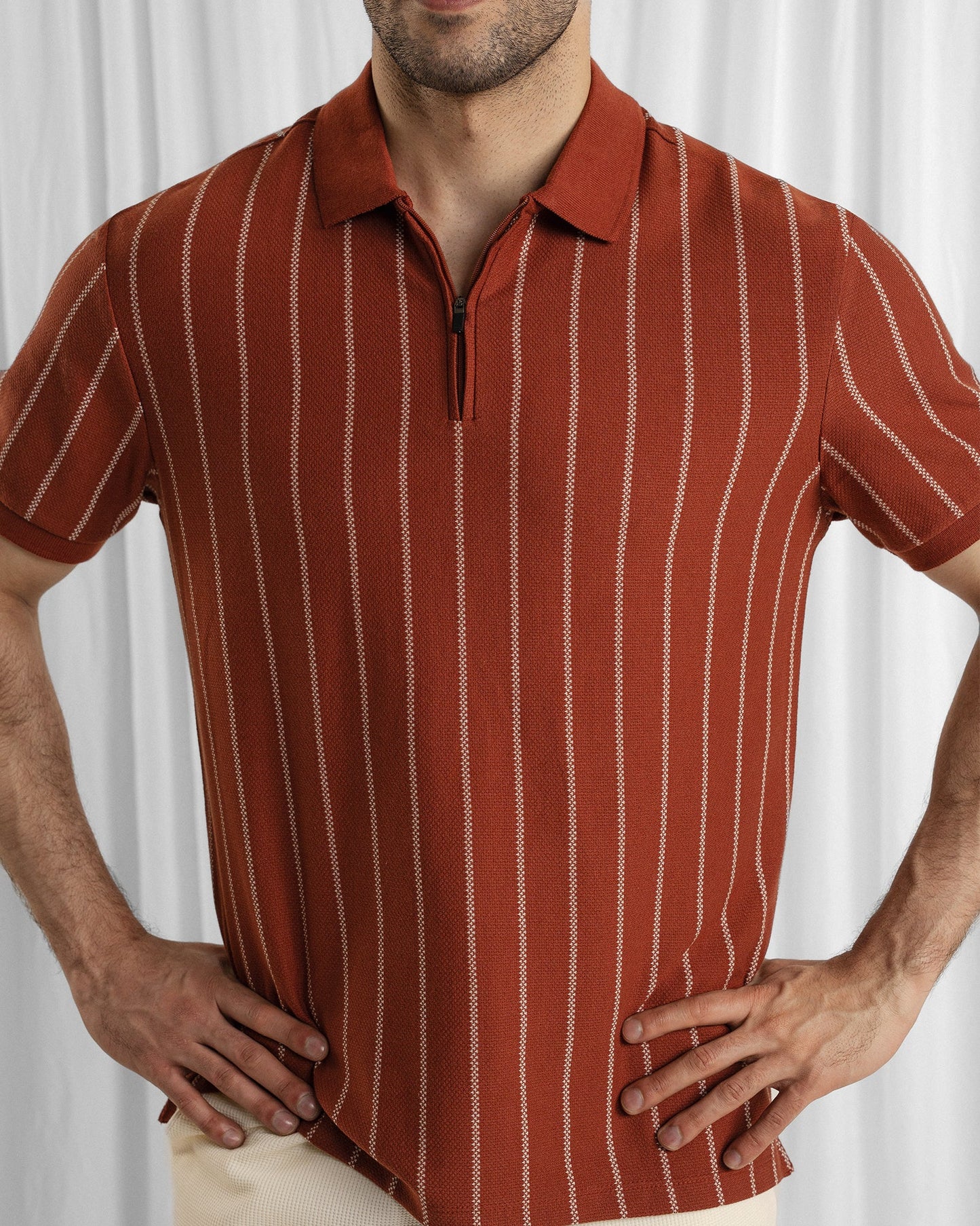 Men Zipper Polo