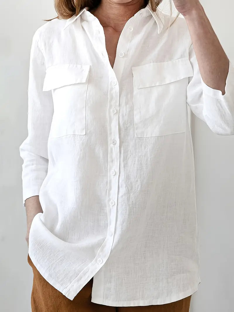 Loose Fit Long Sleeve Button-Up Shirt