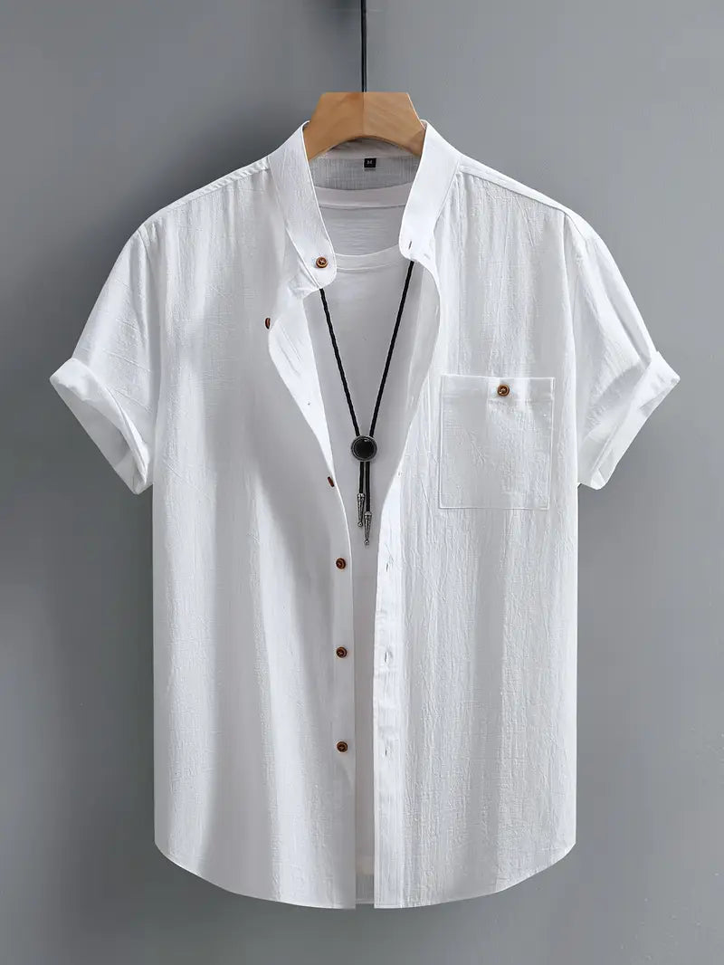 Casual Cotton Shirt with Chest Pocket