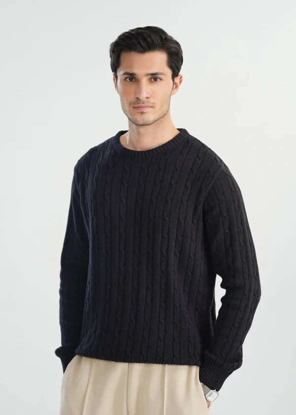 Black Cable Knit Sweater