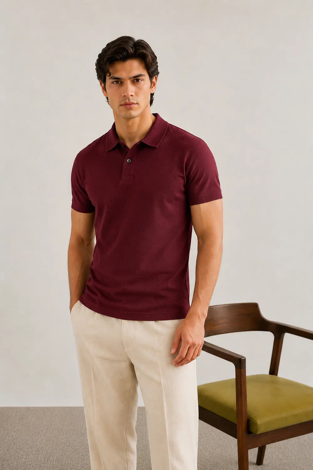 Maroon Basic Polo - Smart Fit