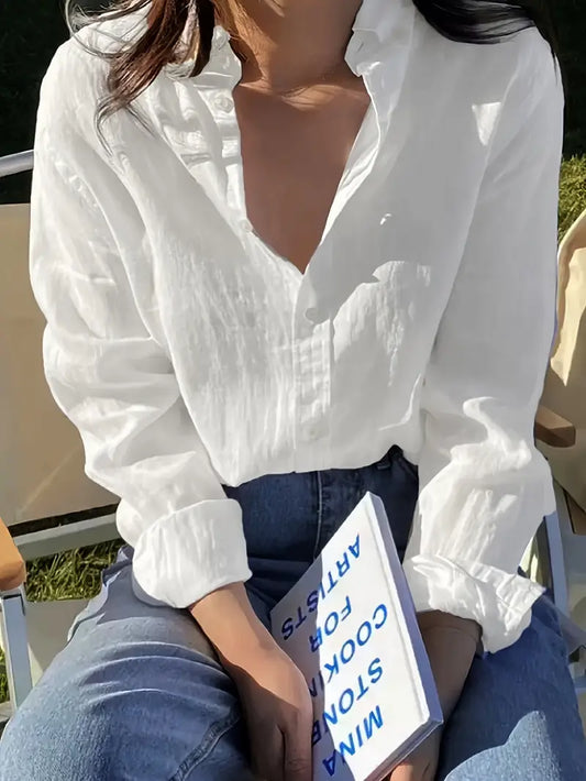 White Polyester Casual Shirt
