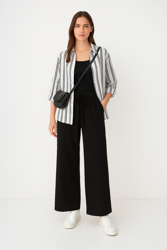 Striped Print Three-Piece Vest Pants Elastic