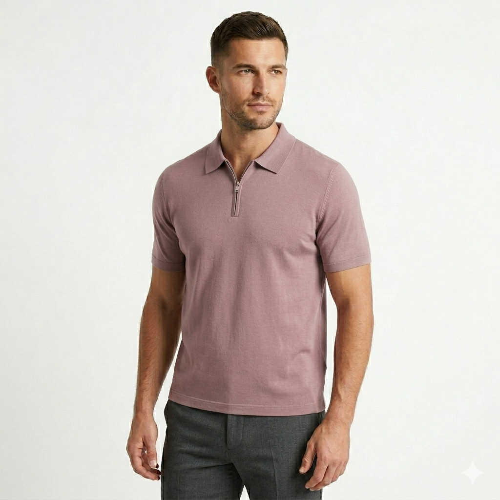 Men Zipper Polo