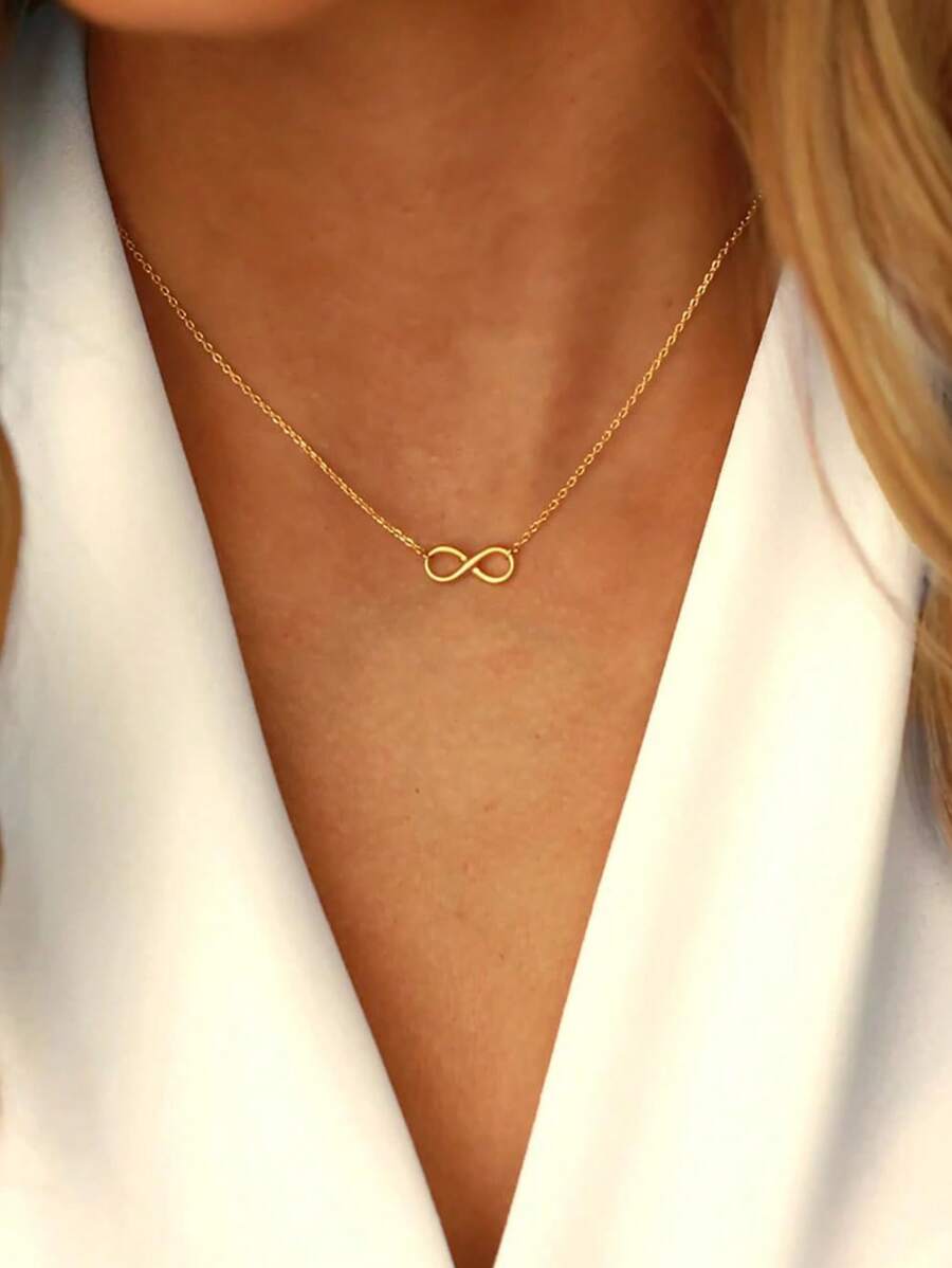 Gold Plated Titanium Steel Infinity Loop Necklace