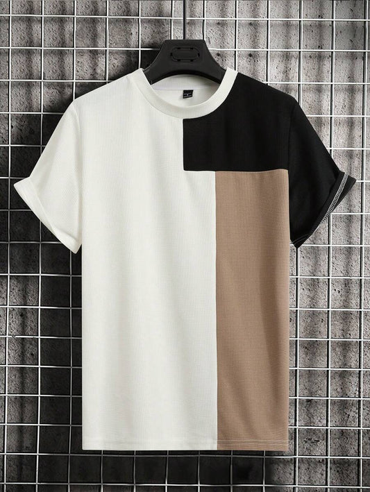 Color Block Round Neck Short Sleeve