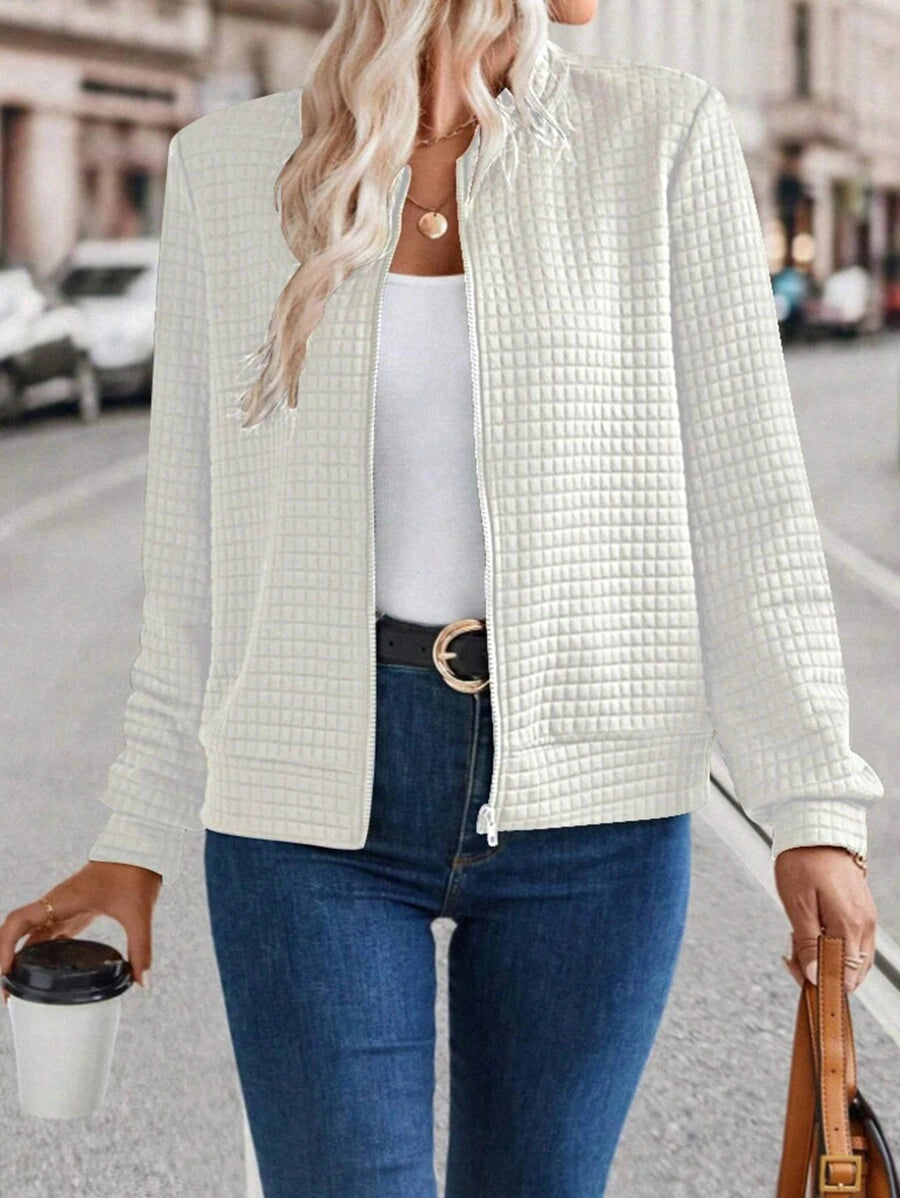 Fitted Long Sleeve Zipper Front Cardigan