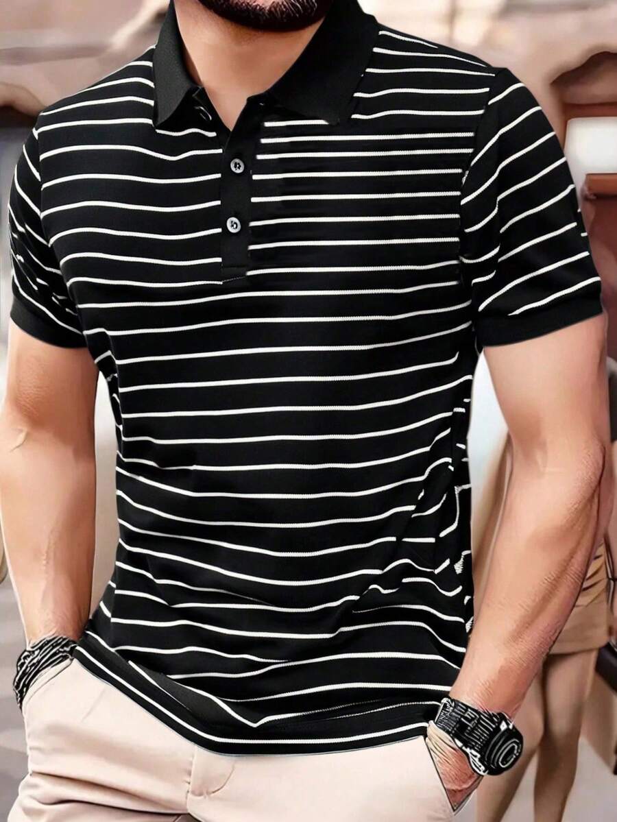 Striped Polo Shirt, Short Sleeve
