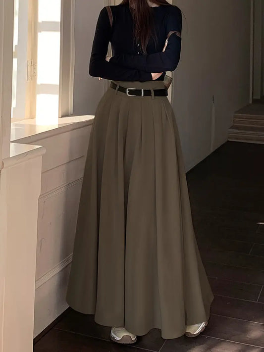 High Waist Skirt Elegant A line Midi Skirt