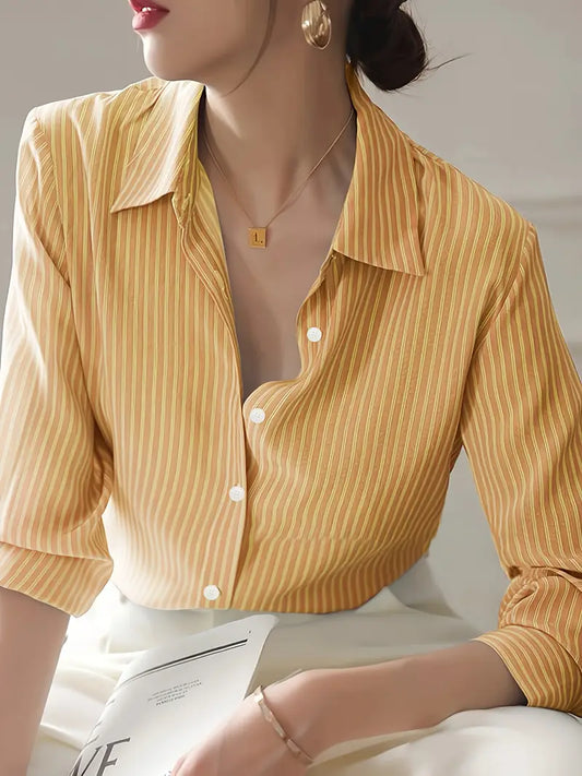 White Striped Button-Up Casual Wear Shirt