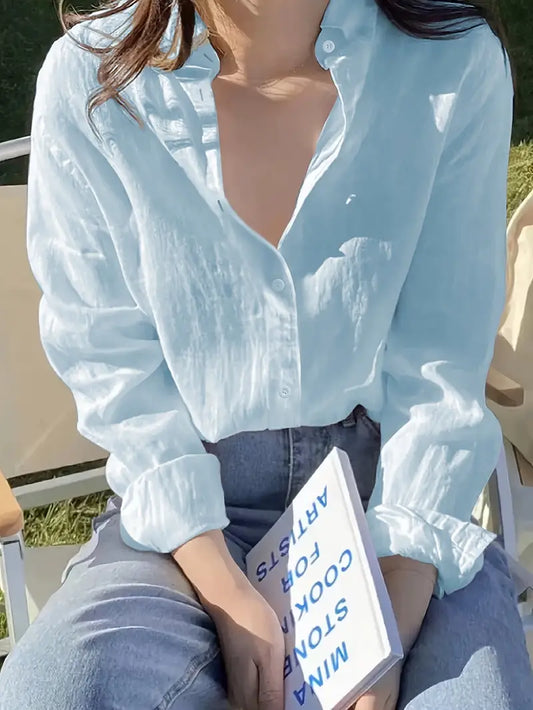 Light Blue Polyester Casual Shirt