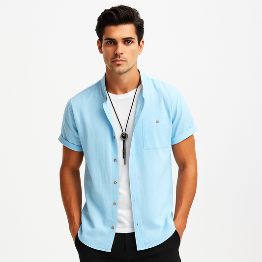 Casual Cotton Shirt with Chest Pocket