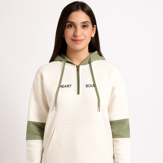 Fleece Hoodie- off white