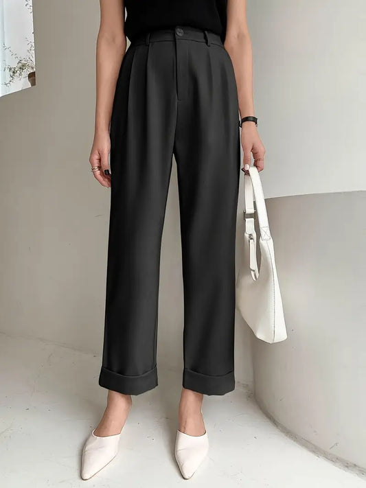 Slant Pockets Wide Leg Suit Pants, Casual Loose Pants