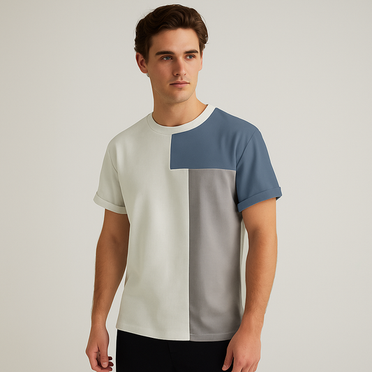 Color Block Round Neck Short Sleeve