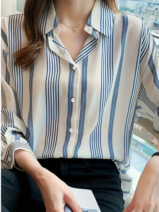 Casual Striped Button-Up Shirt - Long Sleeve