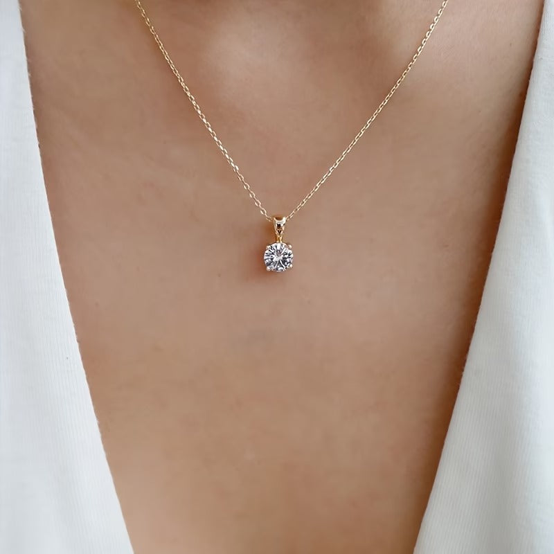 Minimalist Round Pendant with Rhinestones