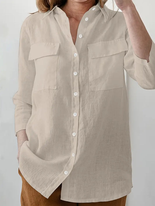 Loose Fit Long Sleeve Button-Up Shirt