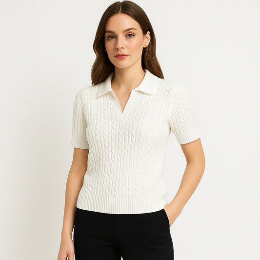 Retro Cable Texture Crop T-Shirt
