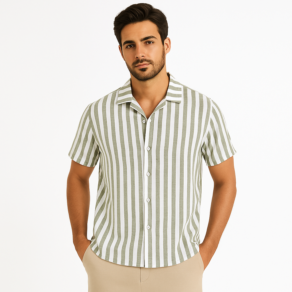 Casual Short Sleeve Striped Shirt