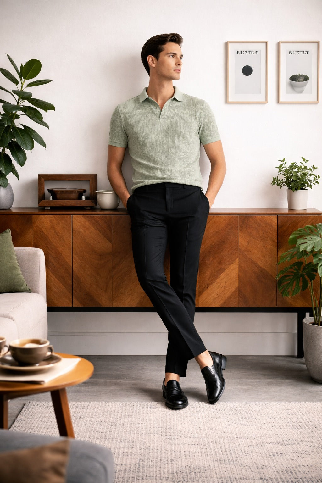 Texture Polo Sage Green