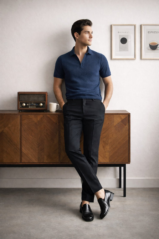 Textured Polo Navy Blue