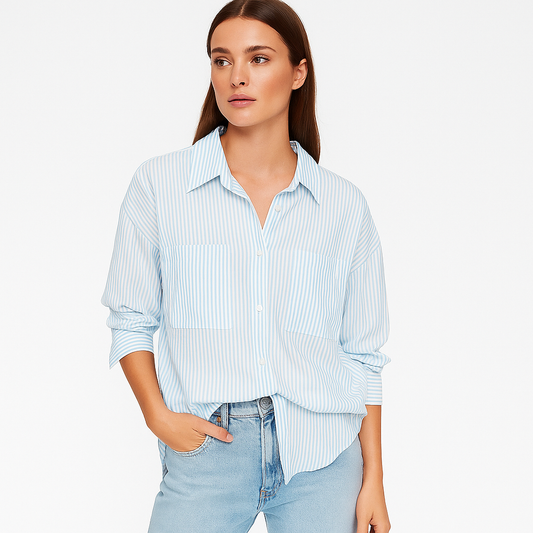 Striped Drop Shoulder Loose Shirt
