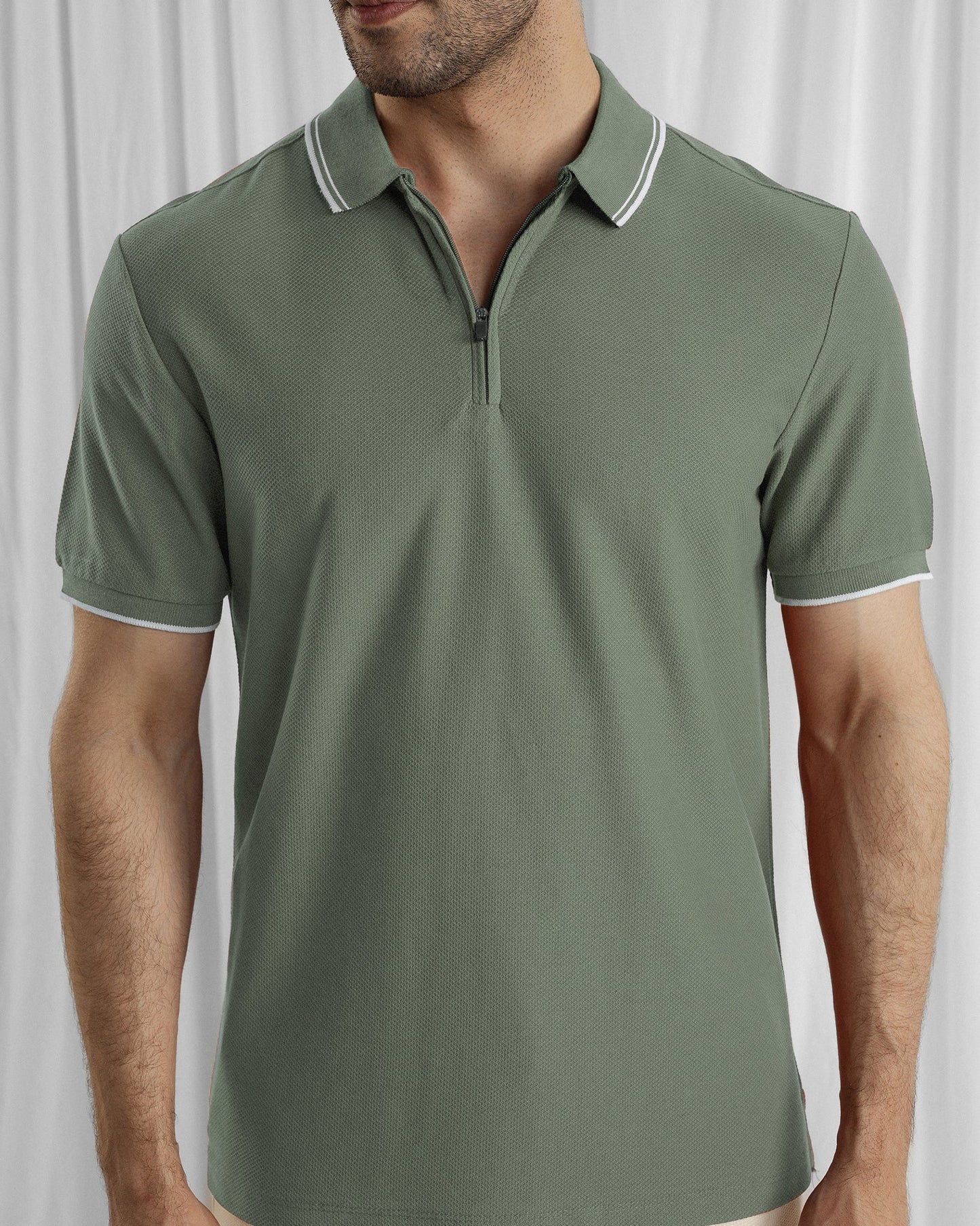 Men Zipper Polo