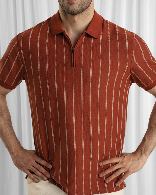 Men Zipper Polo