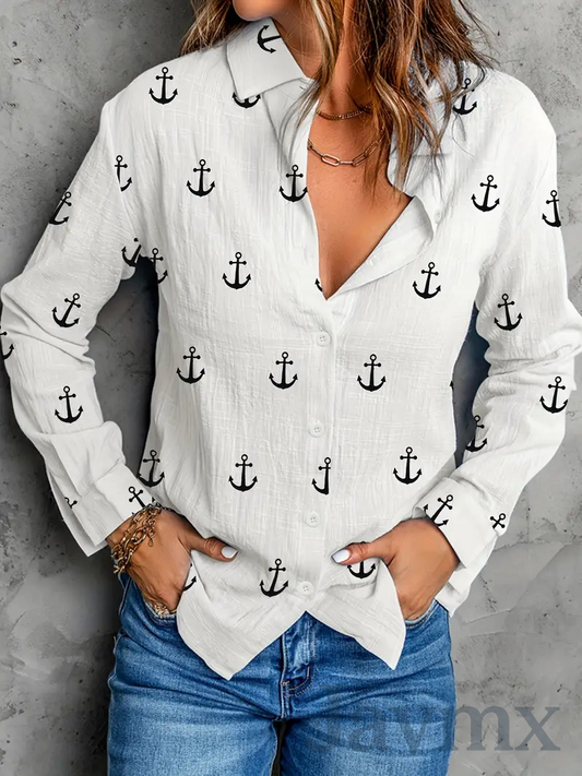 Casual Loose Long Sleeve Printed Shirt