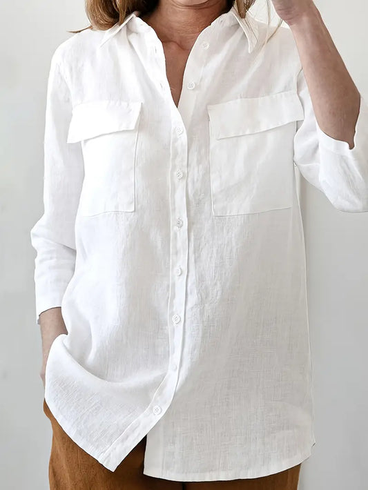 Loose Fit Long Sleeve Button-Up Shirt