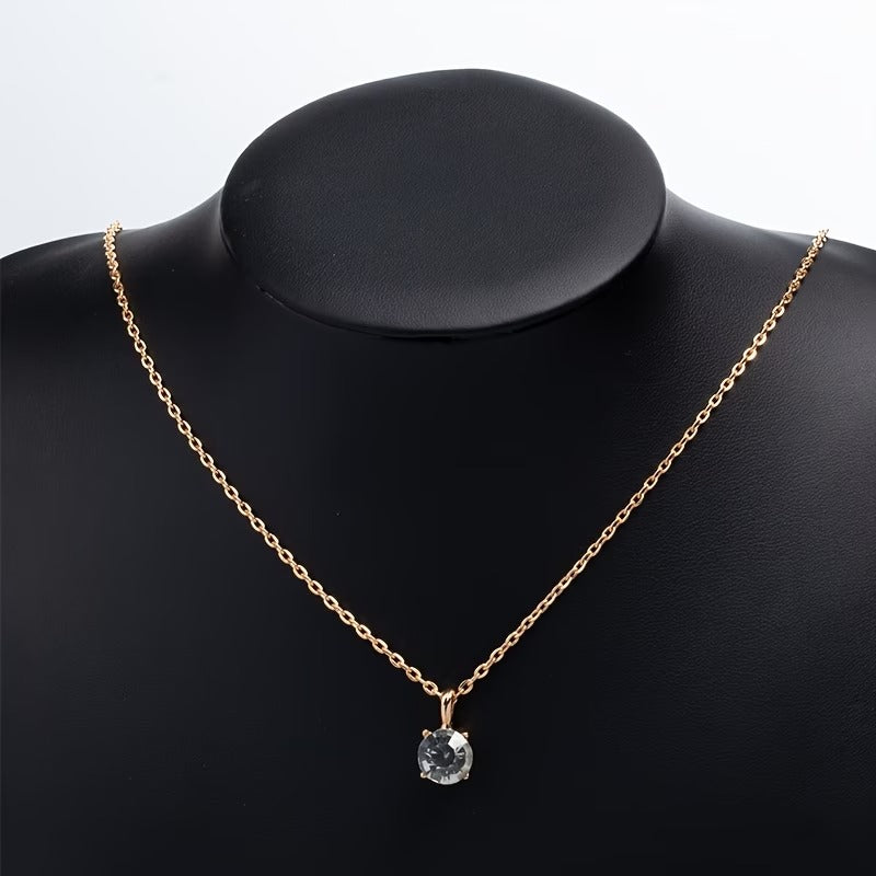 Minimalist Round Pendant with Rhinestones