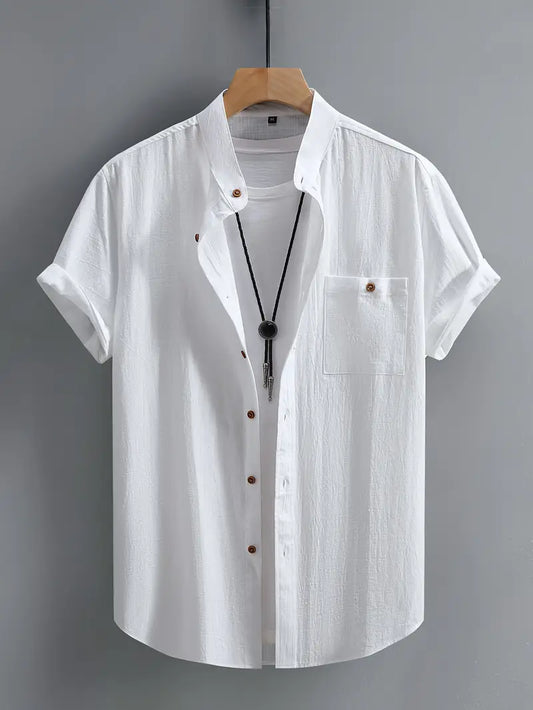 Casual Cotton Shirt with Chest Pocket