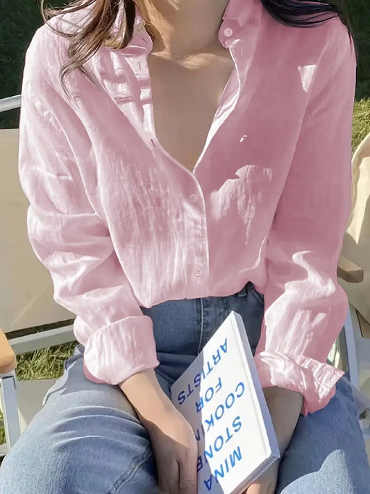 Pink Polyester Casual Shirt