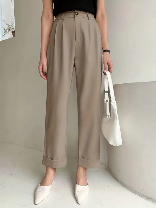 Slant Pockets Wide Leg Suit Pants, Casual Loose Pants