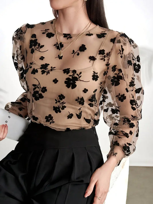 Floral Print Long Sleeve Blouse