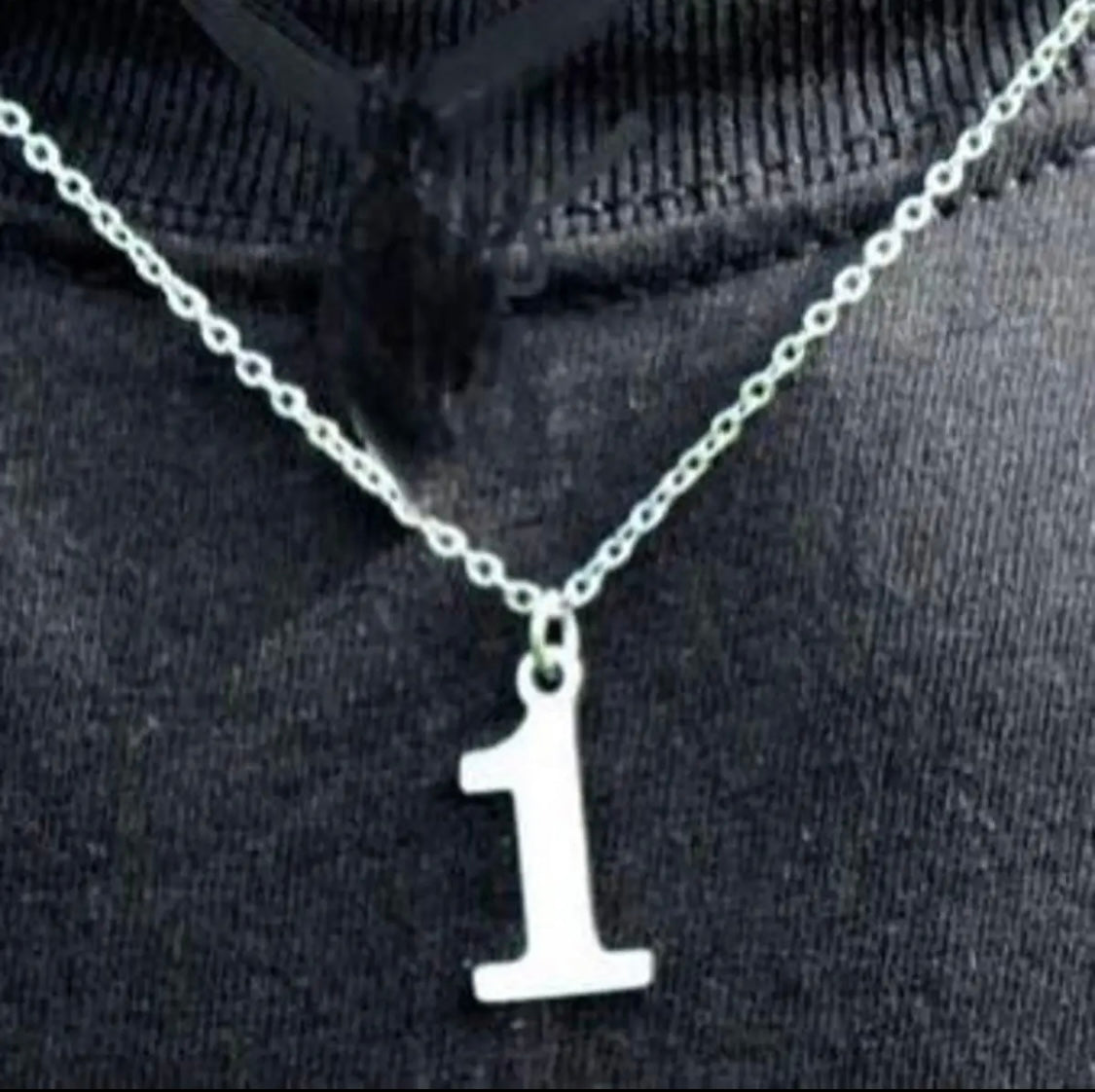 Chain Jersey Number 1 Necklaces for Men Boys Stainless Steel Digits Number Pendant Jay MX