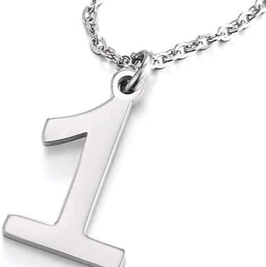 Chain Jersey Number 1 Necklaces for Men Boys Stainless Steel Digits Number Pendant Jay MX