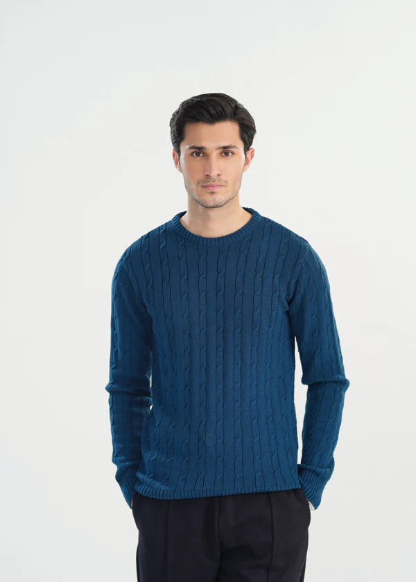 Blue Cable Knit Sweater