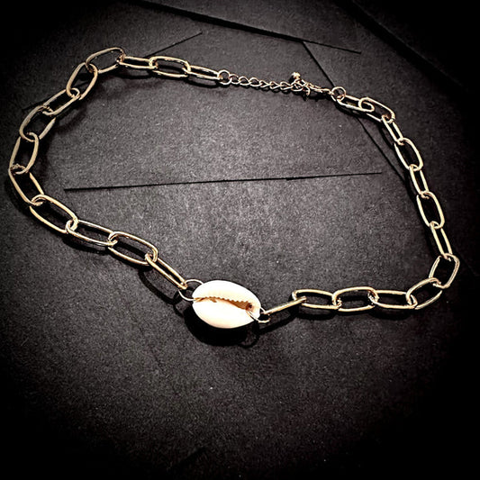 Cowrie Shell Statement Chain Choker